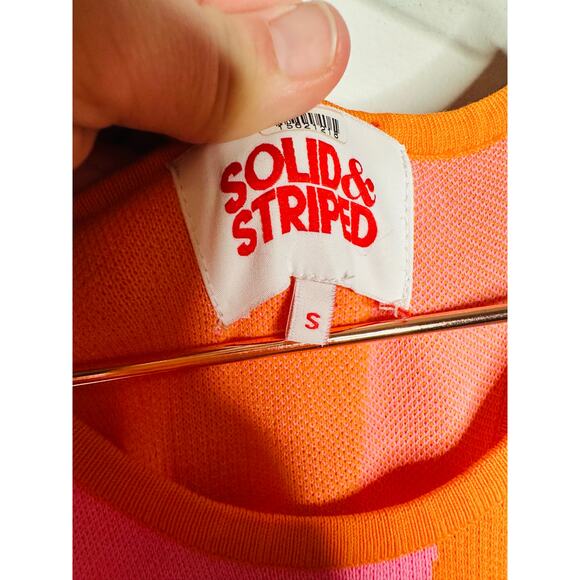 SOLID & STRIPED Carnation Pink Clementine Orange Sia Maxi Dress Size Small - Picture 10 of 16